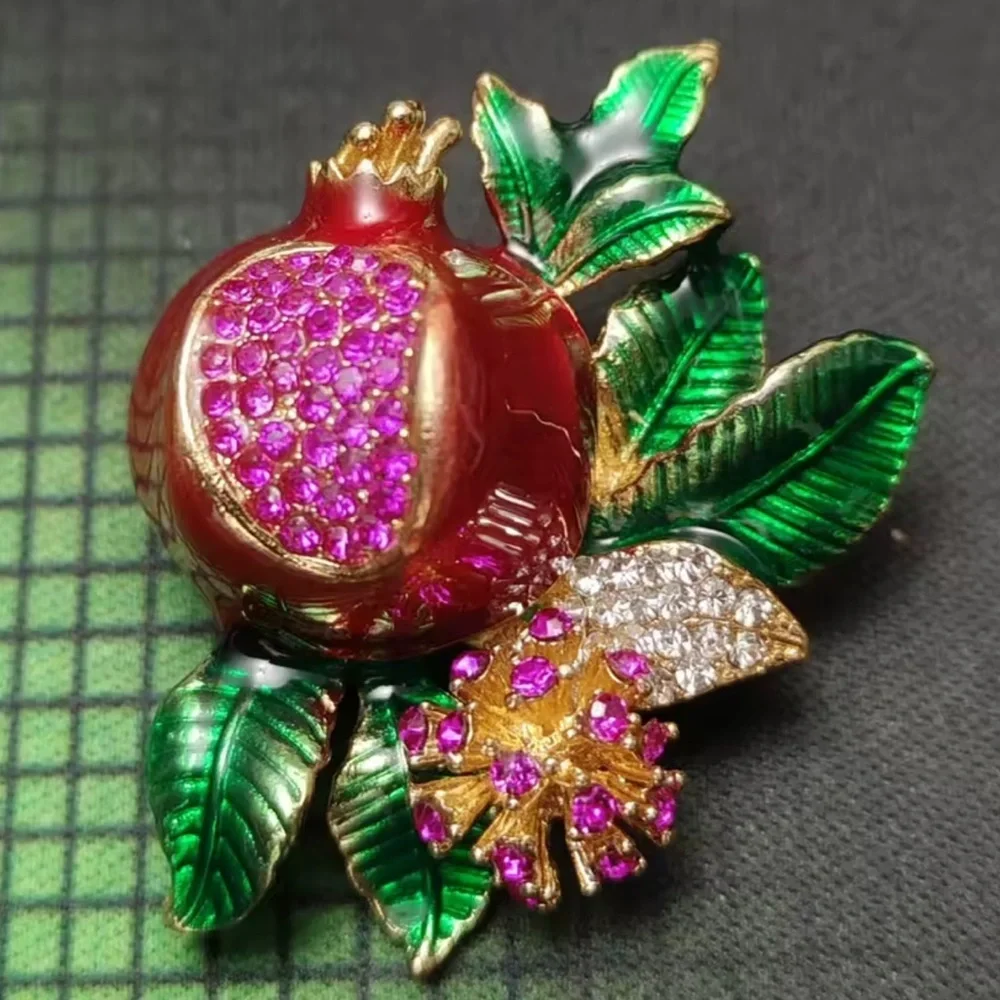 Pink Pomegranate Crystal Brooch